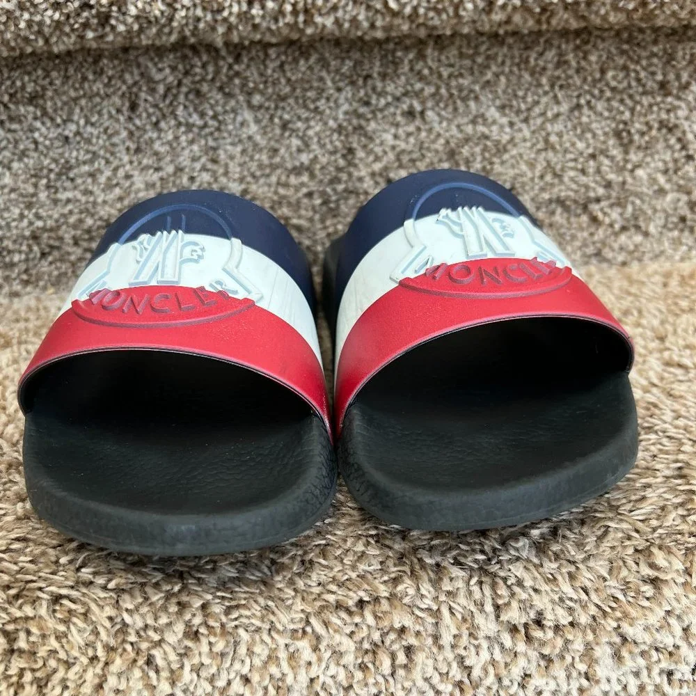 MONCLER Men's Rubber Colorblock Pattern Slides- - Picture 3 of 15